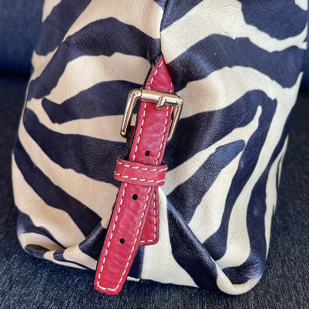 Dooney & Bourke Zebra Print Leather Bag vintage 14x16” - Picture 5 of 15